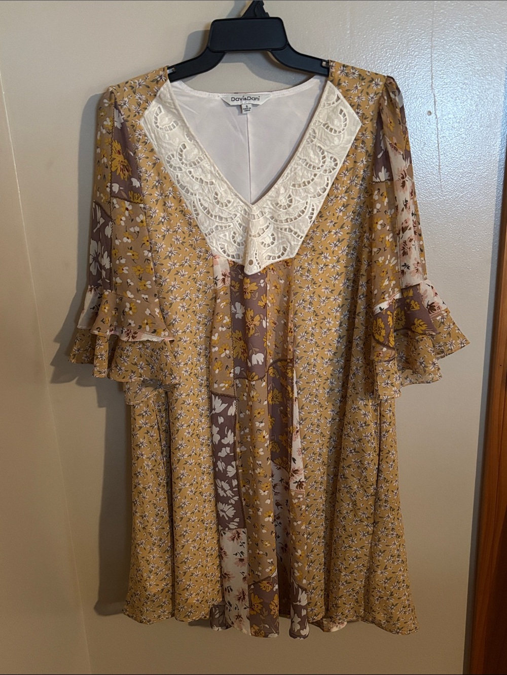 DAVI & DANI Bohemian Patchwork Floral Midi Dress